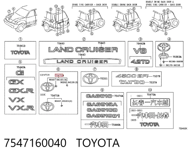  7547160040 Toyota
