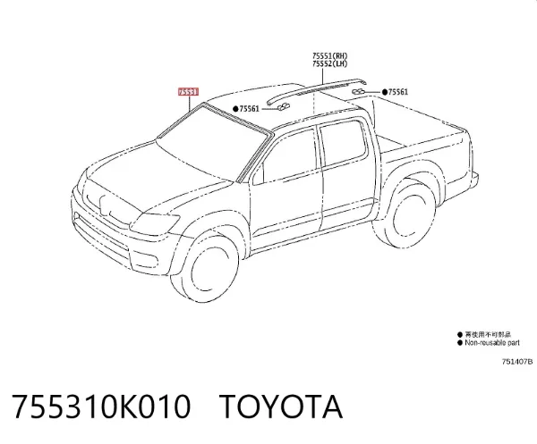 Junta de parabrisas Toyota Hilux KUN25