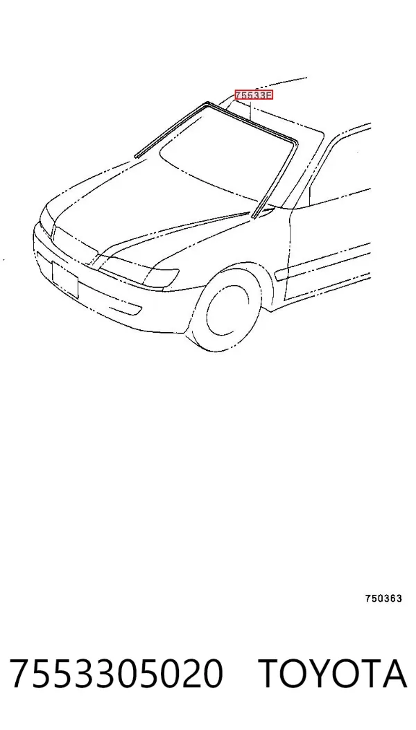 Moldura de parabrisas 7553305020 Toyota