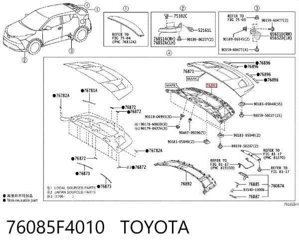 Alerón 76085F4010 Toyota