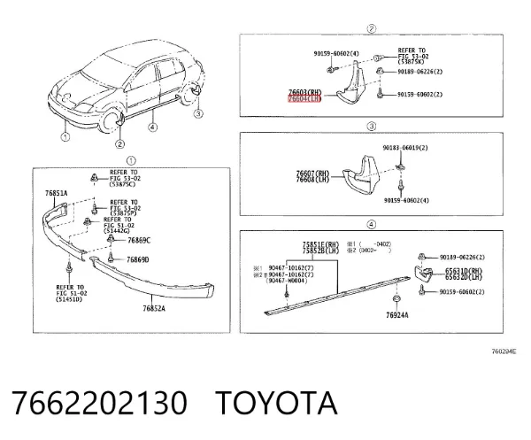 Guardabarros delantero izquierdo 7662202130 Toyota