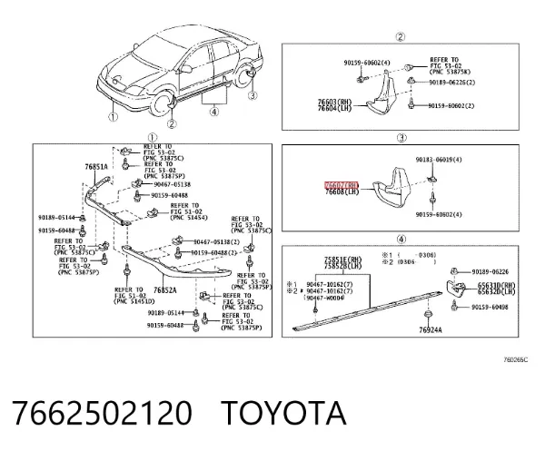 Guardabarros trasero derecho Toyota Corolla E12