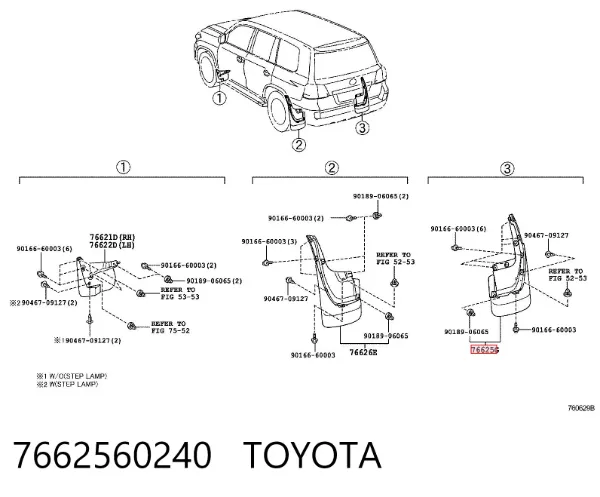 Guardabarros trasero derecho 7662560240 Toyota