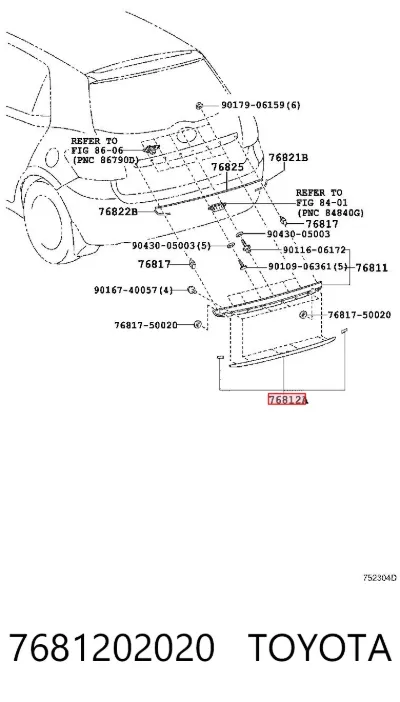 Moldura de puerta del maletero (puerta trasera 3/5) TOYOTA 7681202020