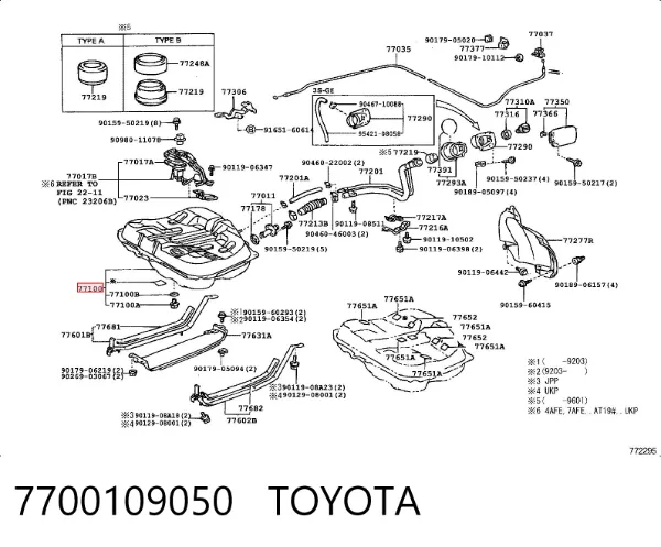 Depósito de gasolina 7700109050 Toyota