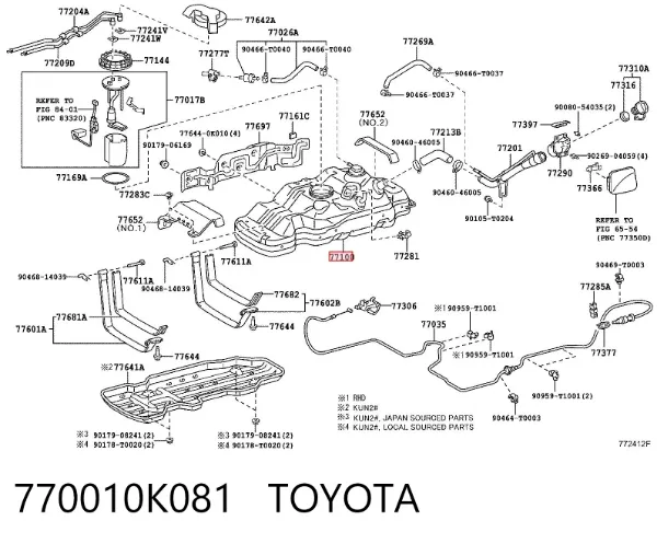 Depósito de gasolina 770010K081 Toyota
