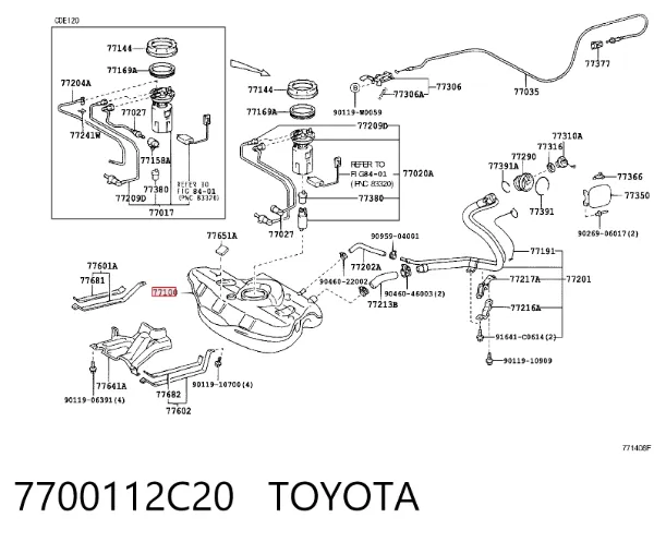 Depósito de gasolina 7700112C20 Toyota