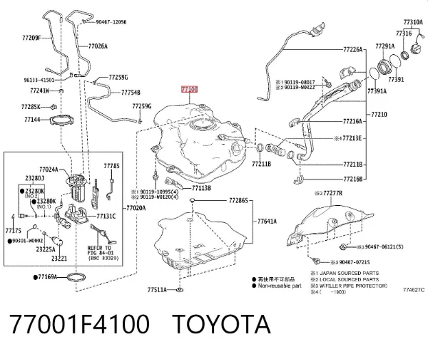 Depósito de gasolina 77001F4100 Toyota