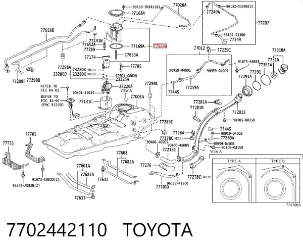 Filtro de combustible 7702442110 Toyota