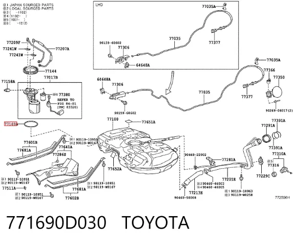 Junta del adaptador del filtro de aceite 771690D030 Toyota