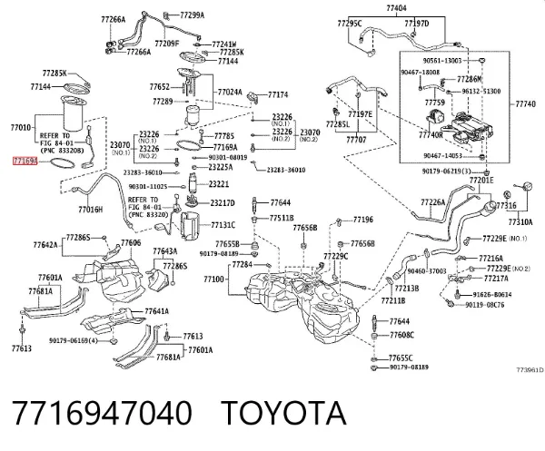 Junta del sensor de nivel de combustible/bomba de combustible (depósito de combustible) 7716947040 Toyota