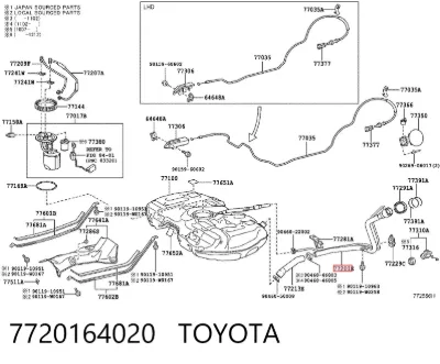 Boca de llenado del depósito de combustible TOYOTA 7720164020