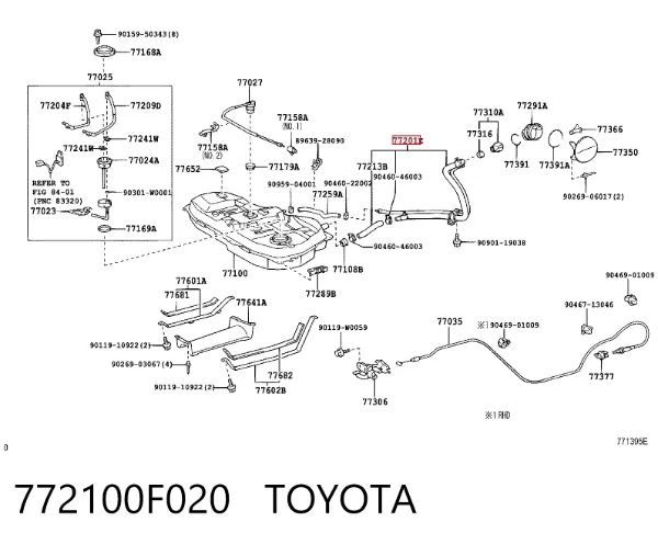 Boca de llenado del depósito de combustible 772100F020 Toyota