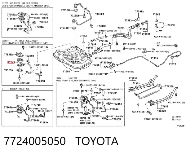 Bomba de gasolina 7724005050 Toyota