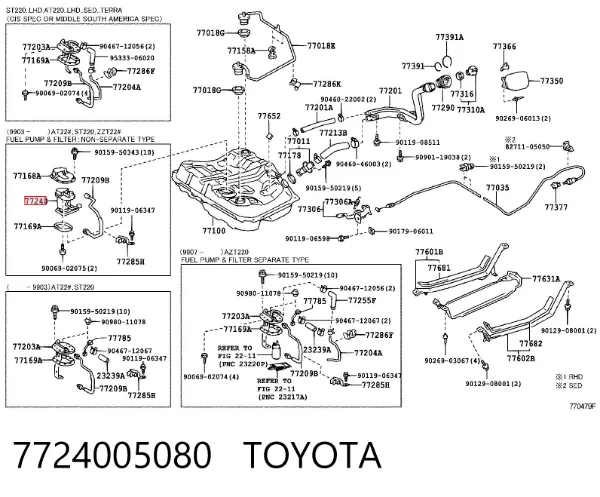 Bomba de gasolina Toyota Avensis I