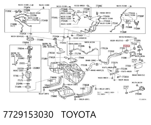 Carcasa del tubo de llenado del tanque de combustible 7729153030 Toyota