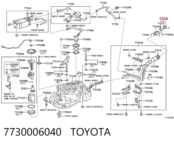 Tapa de depósito de combustible 7730006040 Toyota