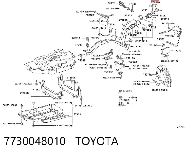 Tapa de depósito de combustible 7730048010 Toyota