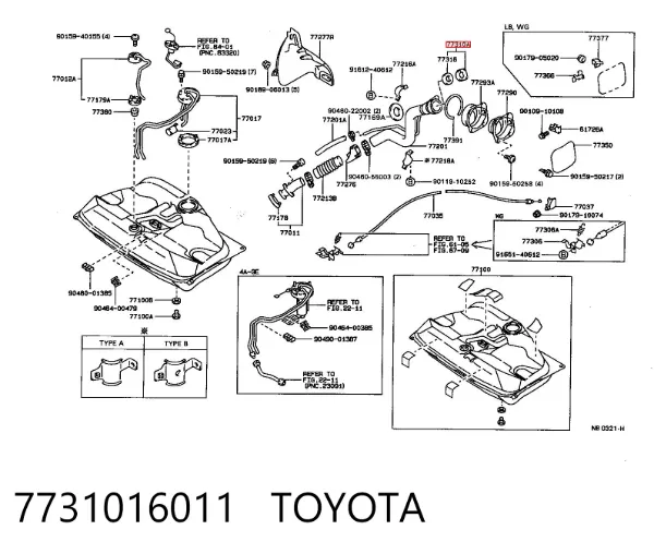 Tapa de depósito de combustible 7731016011 Toyota