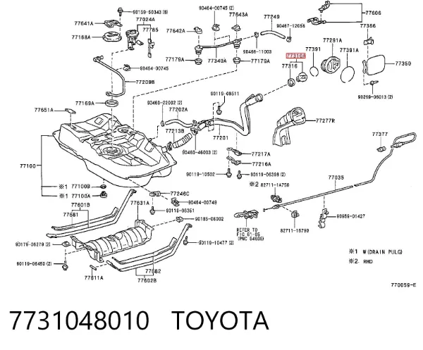 Tapa de depósito de combustible 7731048010 Toyota
