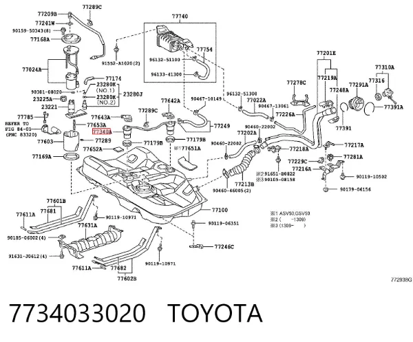 Válvula de ventilación de gases del tanque de combustible 7734033020 Toyota