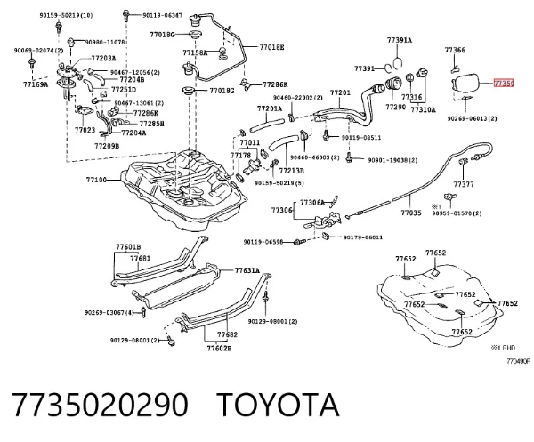 Tapa de la gasolina 7735020290 Toyota