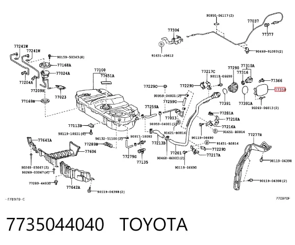 Tapa de la gasolina 7735044040 Toyota