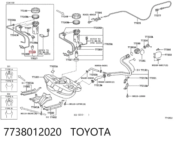 Válvula de purga del canister 7738012020 Toyota