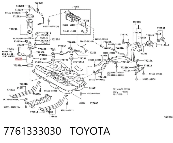 Caja del filtro de combustible 7761333030 Toyota
