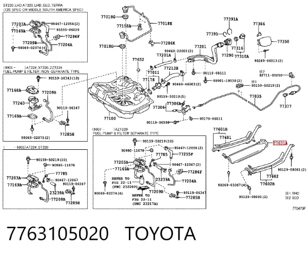 Protector de cárter y depósito de combustible 7763105020 Toyota