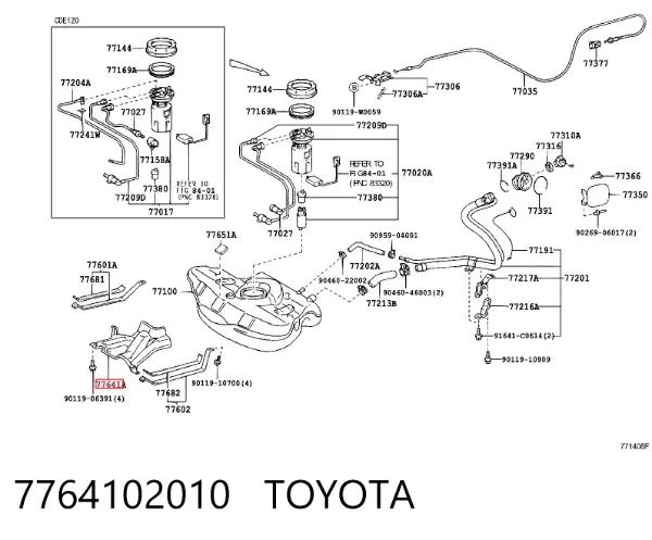 Protector de cárter y depósito de combustible 7764102010 Toyota