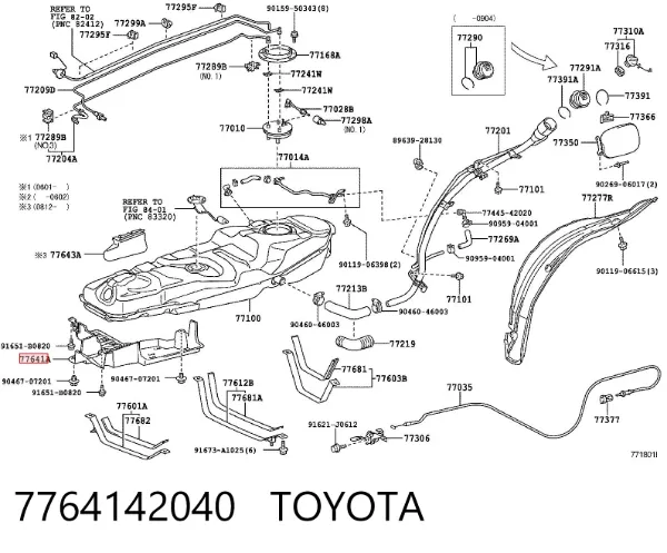 Protector de cárter y depósito de combustible 7764142040 Toyota