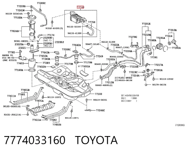 Caja del filtro de combustible 7774033160 Toyota