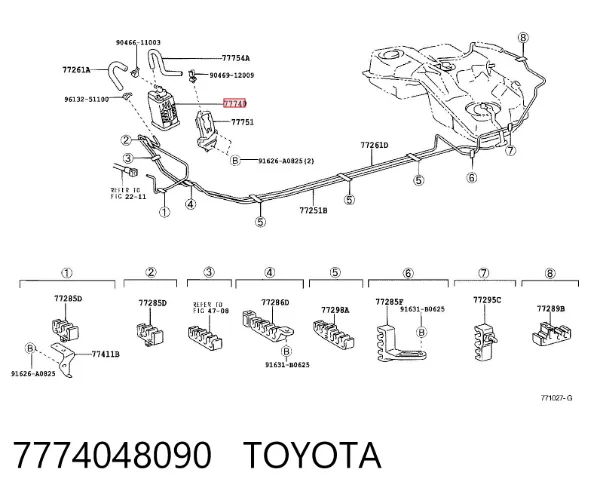 Filtro de carbón activado 7774048090 Toyota