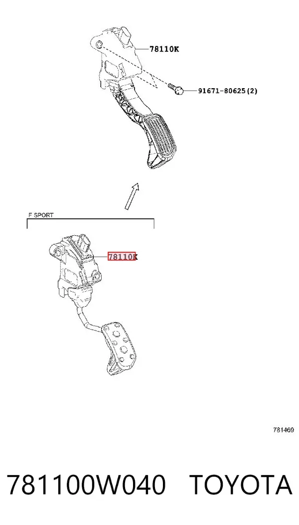 Pedal del acelerador 781100W040 Toyota