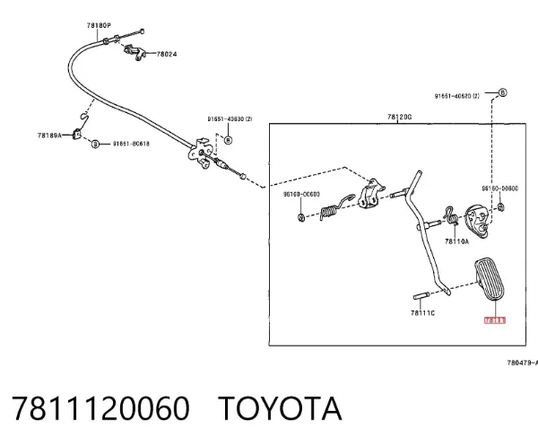 Pedal del acelerador 7811120060 Toyota