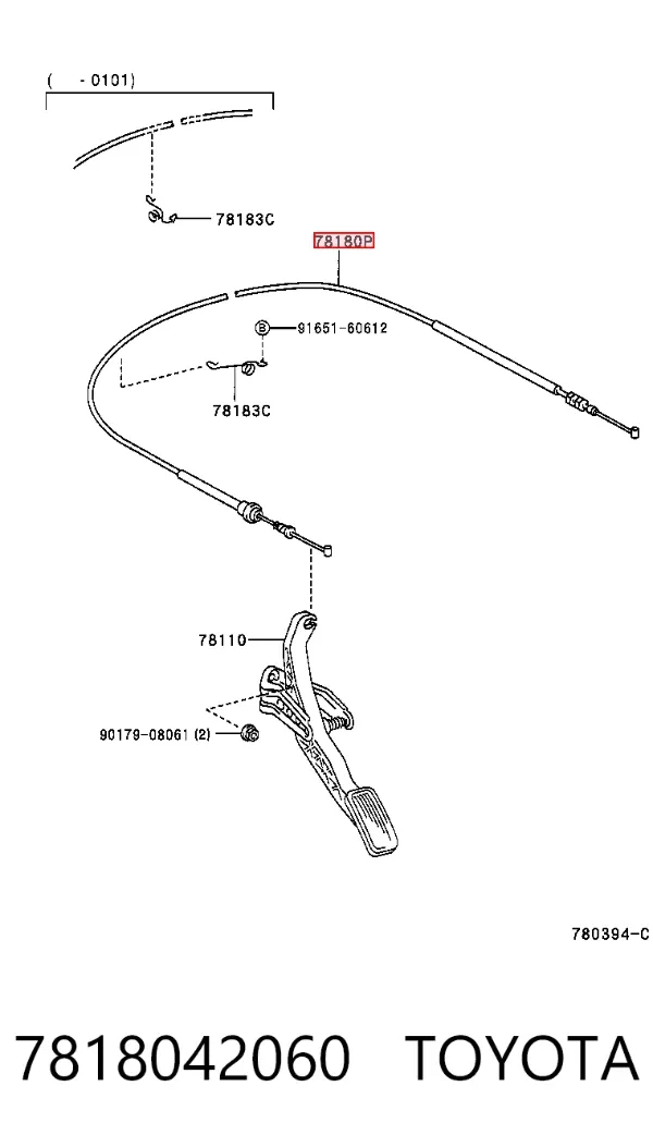 Cable del acelerador Toyota RAV4 I Cabrio