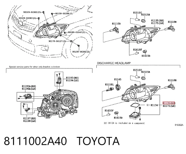 Faro derecho 8111002A40 Toyota