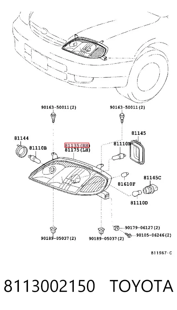 Faro derecho 8113002150 Toyota