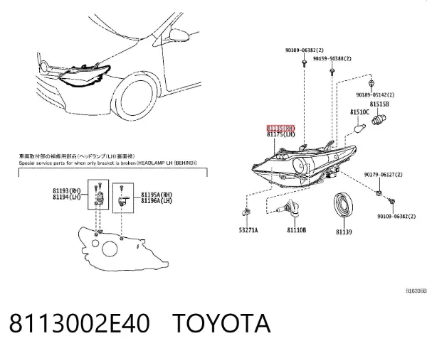 Faro derecho 8113002E40 Toyota