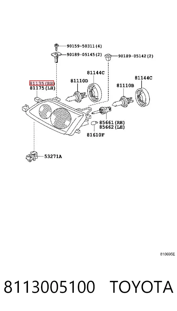 Faro derecho 8113005100 Toyota