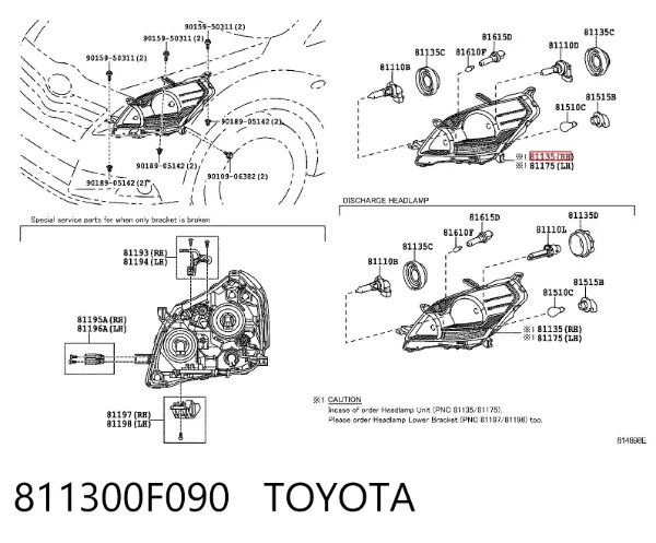Faro derecho 811300F090 Toyota
