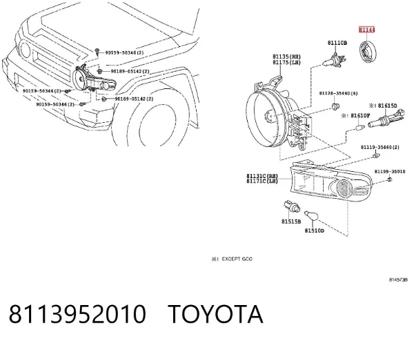 Cubierta trasera del faro 8113952010 Toyota