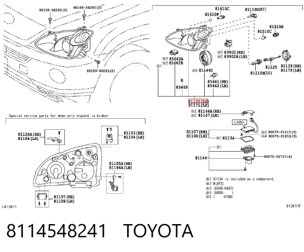 Faro derecho 8114548241 Toyota