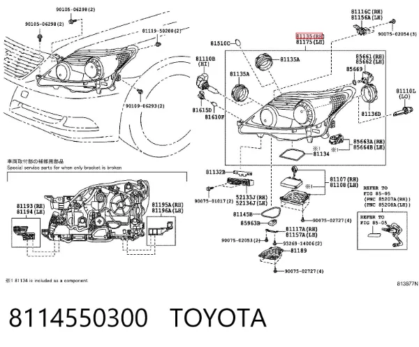 Faro derecho Lexus LS 460/460L