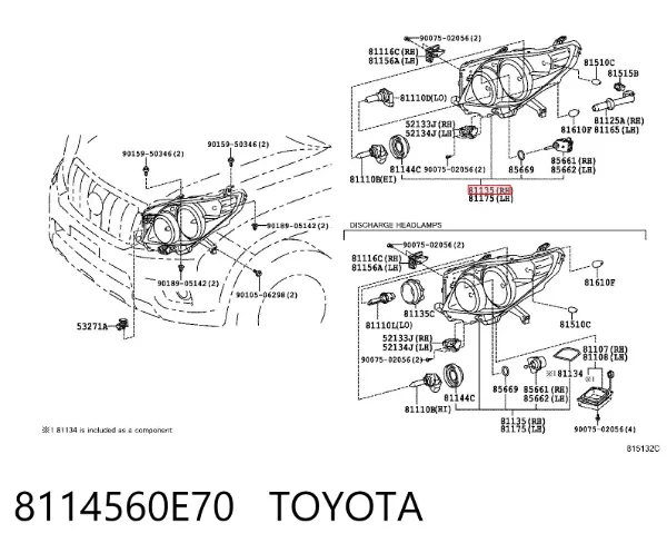 Faro derecho 8114560E70 Toyota