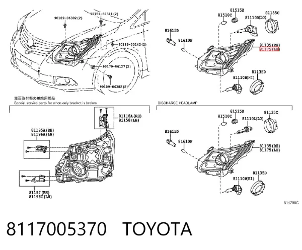 Faro izquierdo 8117005370 Toyota
