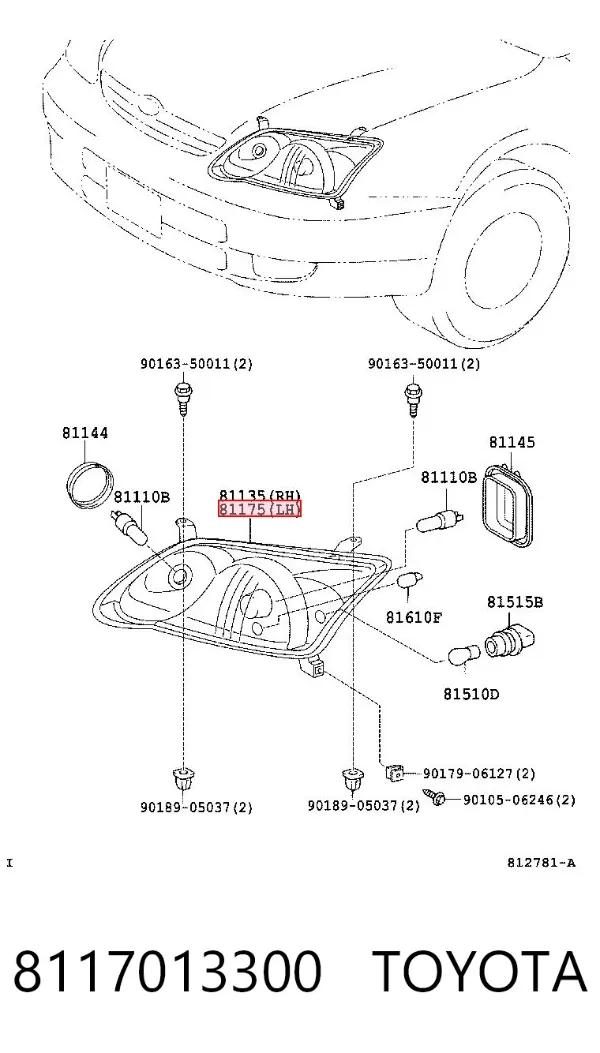 Faro izquierdo 8117013300 Toyota