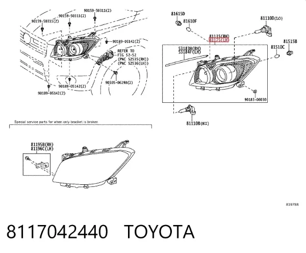 Faro izquierdo 8117042440 Toyota