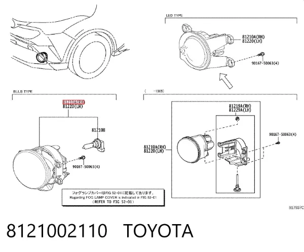 Faro antiniebla derecho 8121002110 Toyota